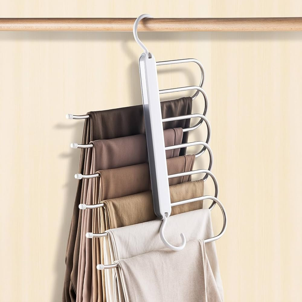 TAILI Pants Hanger Space Saving, 6 Tiers Hangers Organizer, Non Slip Stainless Steel Closet Save ... | Amazon (US)