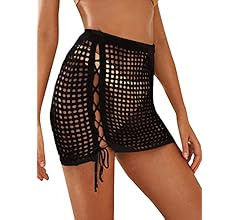 MakeMeChic Women's Crochet Cover Up Skirt Tassel Knit Mini Beach Cover Up | Amazon (US)