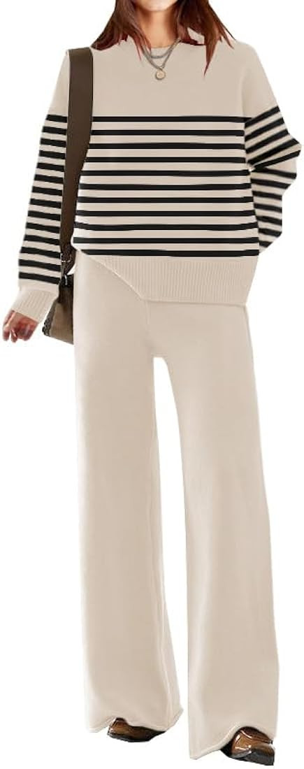 ETCYY NEW Womens Elegant Lounge Sets Knitted Sweatsuit Sets 2 Piece Outfits with Sweater Tops and... | Amazon (US)