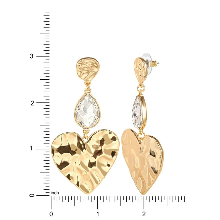 Jessica Simpson Gold Tone Heart Drop Earrings | Walmart (US)