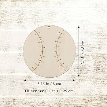 Creaides 20pcs Baseball Wood DIY Crafts Cutouts Wooden Baseball Shaped Hanging Ornaments Gift Tag... | Amazon (US)