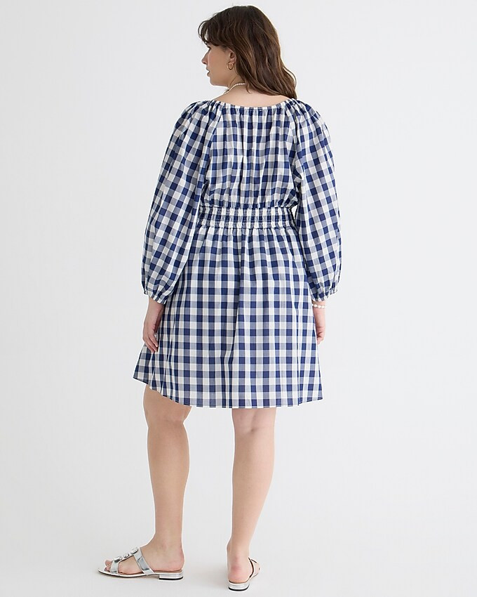 V-neck mini dress in navy gingham | J. Crew US