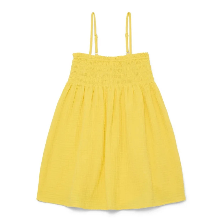 Wonder Nation Girls Smocked Spaghetti Strap Mini Dress Coverup, Sizes 4-18 | Walmart (US)