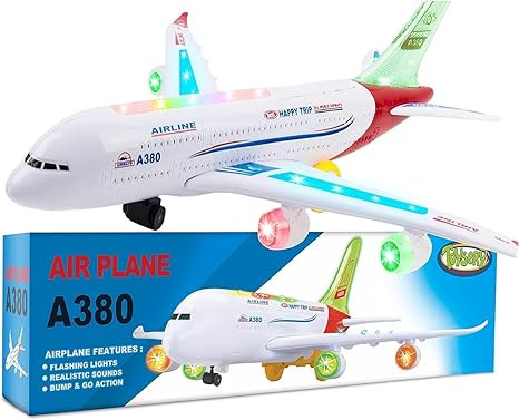 Toysery Airplane Toys for Kids, Bump and Go Action, Toddler Toy Plane with LED Flashing Lights an... | Amazon (US)