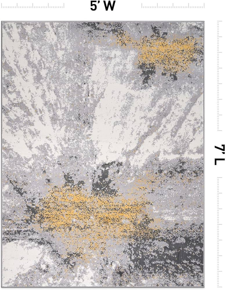 Rugshop Modern Abstract Stain Resistant Soft Area Rug 5' x 7' Yellow | Amazon (US)