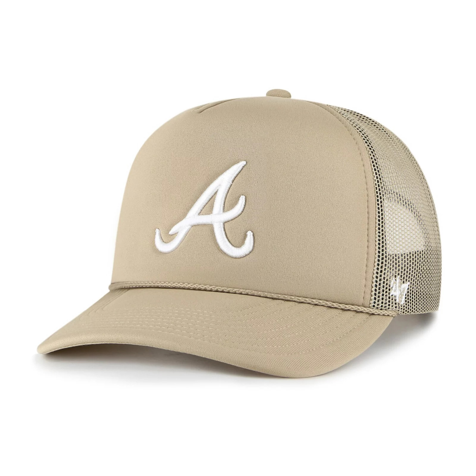 Men's '47 Khaki Atlanta Braves Foamo Trucker Snapback Hat, Beig/Green | Kohl's