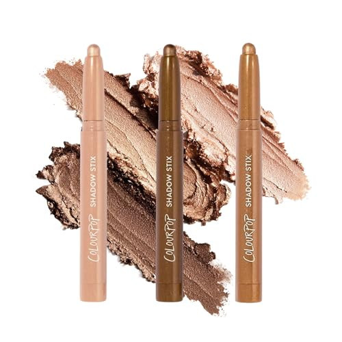ColourPop Shimmering Golds Shadow Stix Makeup Kit - Shimmer Eyeshadow Make Up Set - Vegan & Cruelty-Free Cream Eyeshadow Sticks with High-Pigment & Metallic Finishes (3 Count) | Amazon (US)