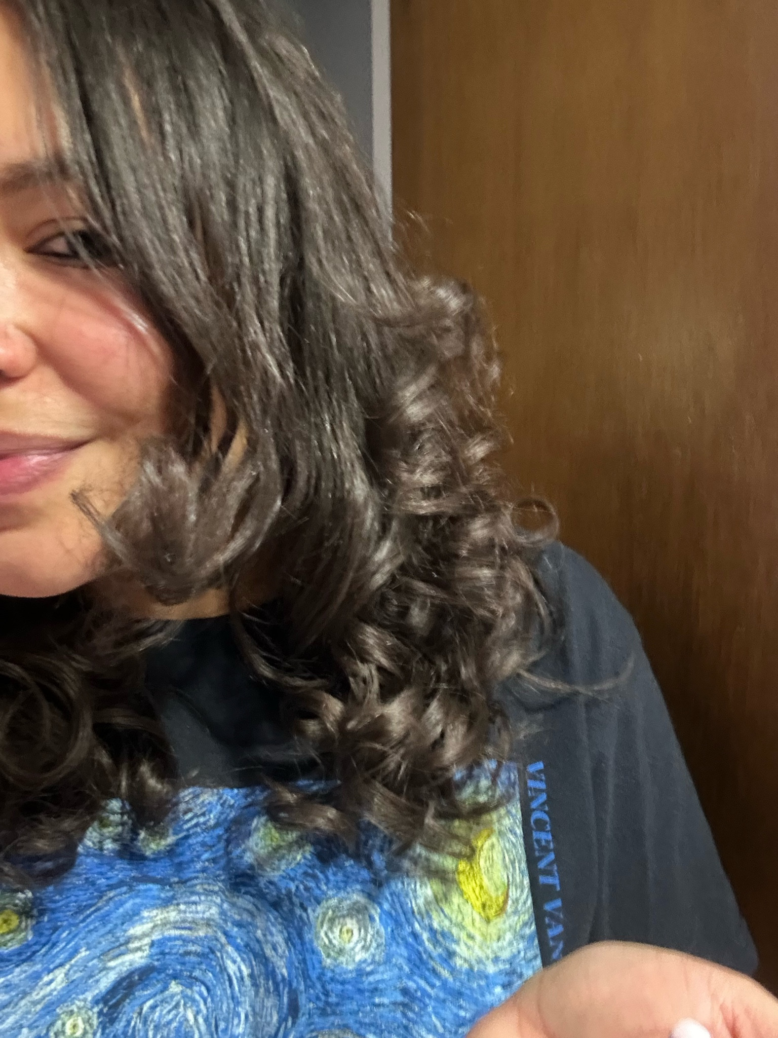 Curled with ny Dyson flat iron. It was so easy and fast  