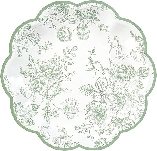 24 Pcs Green Floral Party Plates Vintage Floral Leaf Disposable Paper Plates Wildflower Sage Gree... | Amazon (US)