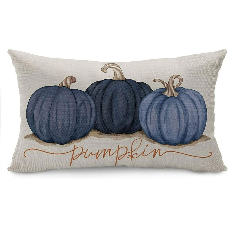 Fall Pillow Covers 12x20 Inch Fall Autumn Thanksgiving Ink Painting Blue Pumpkins Lumbar Pillowca... | Walmart (US)