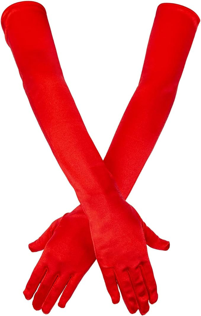 SAVITA Long Elbow Satin Gloves Set 21" Stretchy 1920s Opera Gloves Evening Party Dance Gloves for... | Amazon (US)