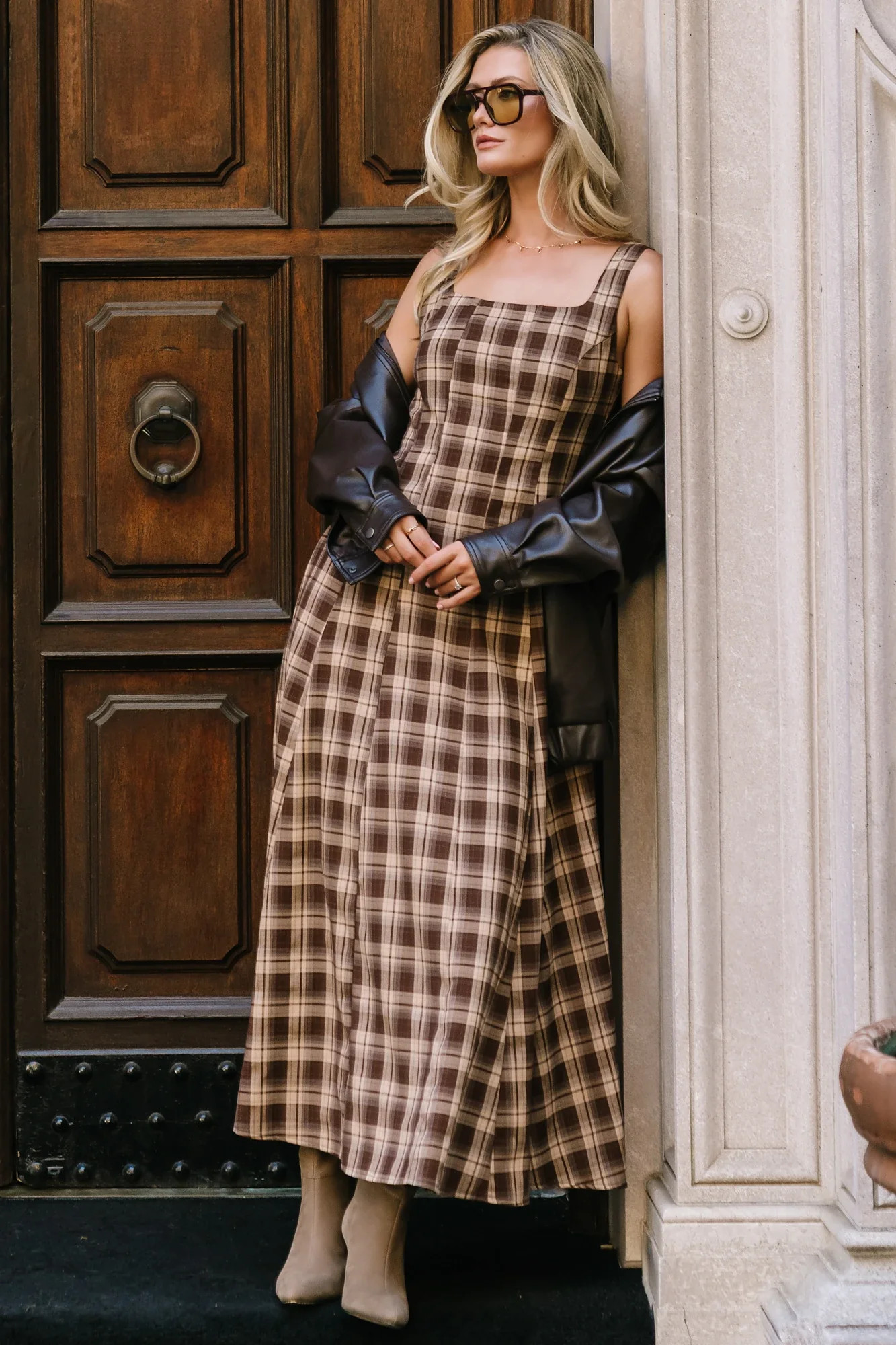 Belmont Maxi Dress | Brown Plaid Print | Baltic Born
