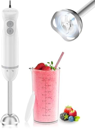 Bonsenkitchen Hand Blender, Immersion Blender with 2 Mixing Speed, 2-In-1 Hand Held Stick Mixer w... | Amazon (US)