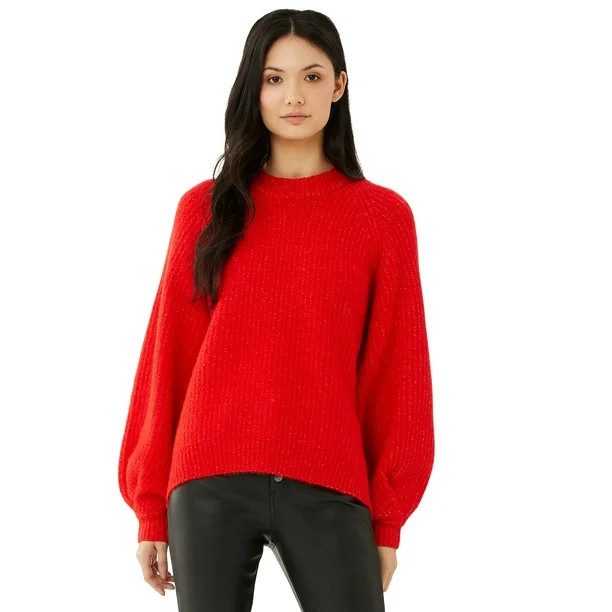 Scoop Women's Balloon Sleeve Crewneck Sweater | Walmart (US)