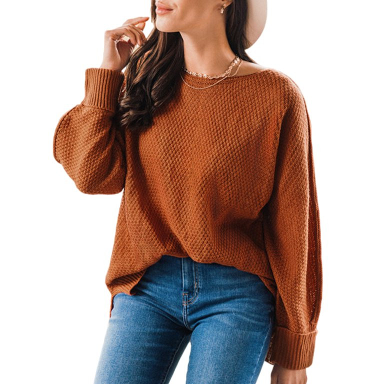 Cupshe Women's Round Neckline Long Sleeves Split Hem Sweater | Walmart (US)