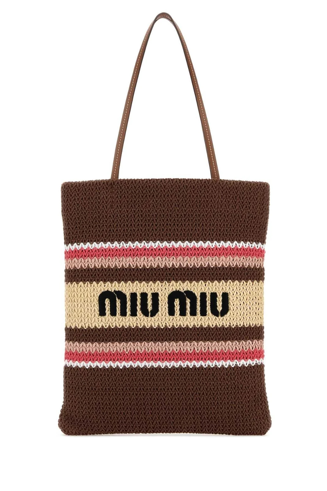 Miu Miu Crochet-Knitted Striped Top Handle Bag | Cettire Global