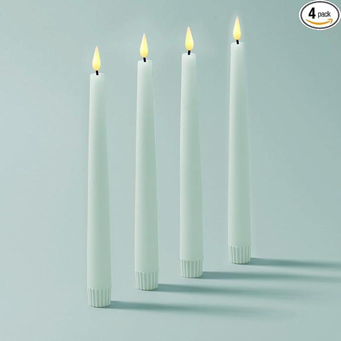 LampLust Flameless Taper Candles with Remote, 9 Inch, 4 Pack Pastel Blue Candlesticks, LED Candle... | Amazon (US)