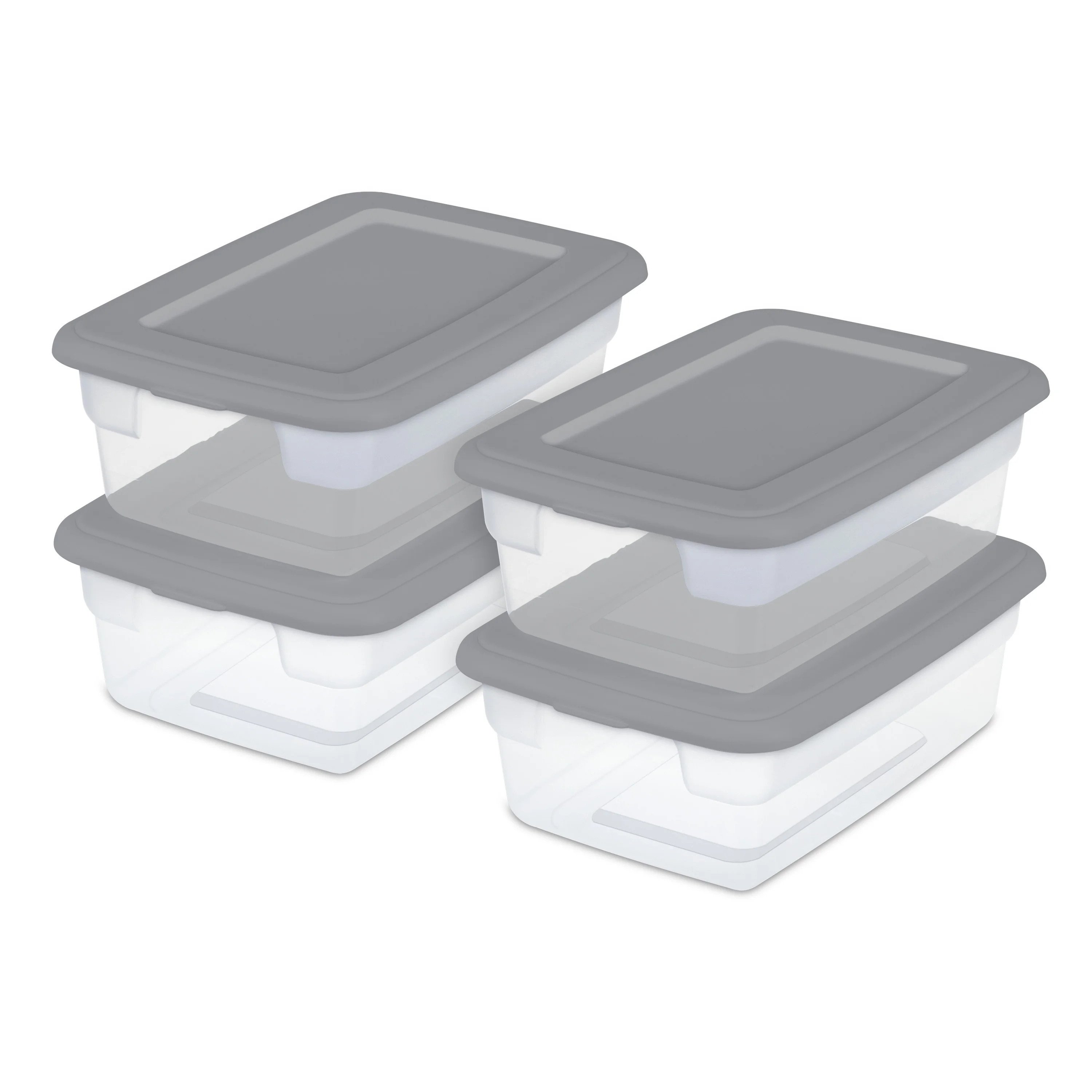 Sterilite Set of (4) 12 Qt. Storage Boxes Plastic, Titanium | Walmart (US)