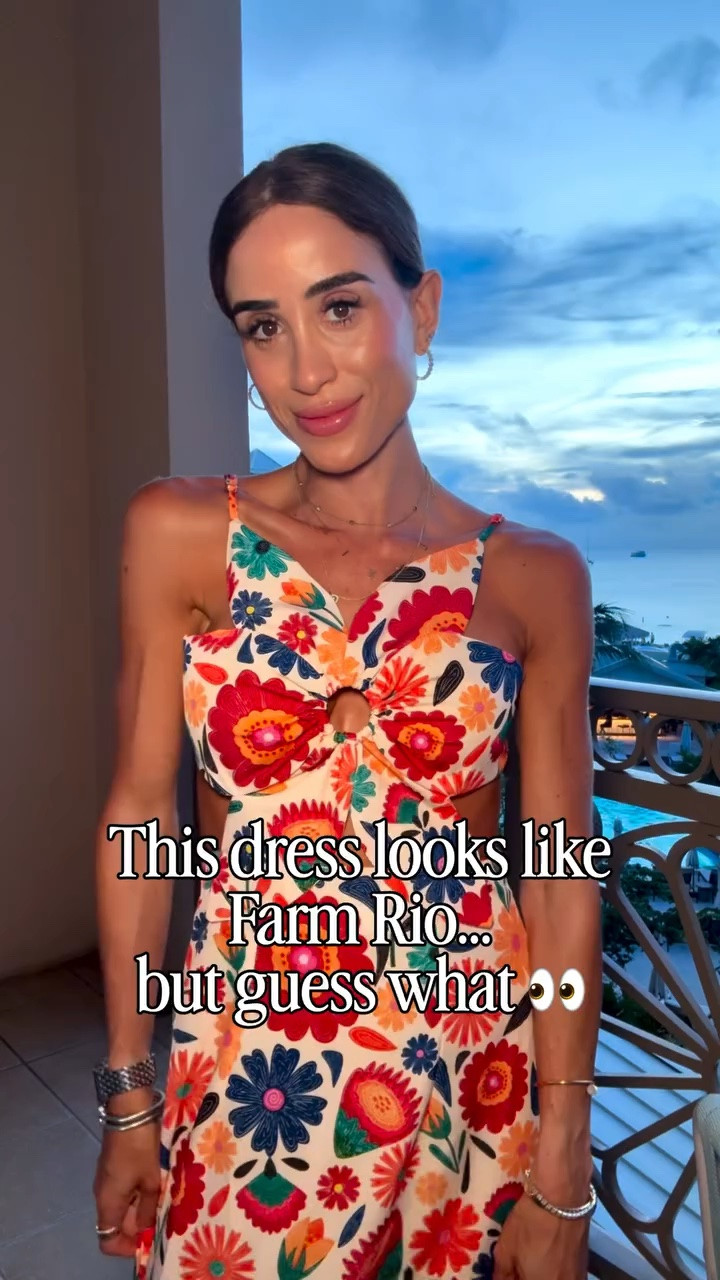 if you love Farm Rio dresses, but don’t want to spend hundreds, this dress is SOO cute and it’s under $50. It also comes in solid colors like black and brown. I’m 5’1 for reference and wearing it with an affordable bag and clear heels.

Affordable vacation dress, colorful vacation dress, tropical vacation outfit, resort wear, summer vacation outfit, beach vacation dress, designer-inspired dress, Farm Rio inspired style, colorful summer fashion, vacation outfits for women, petite vacation outfit, tropical print dress, resort style

#VacationStyle #VacationDress #ResortWear

#LTKSaleAlert #LTKPetite