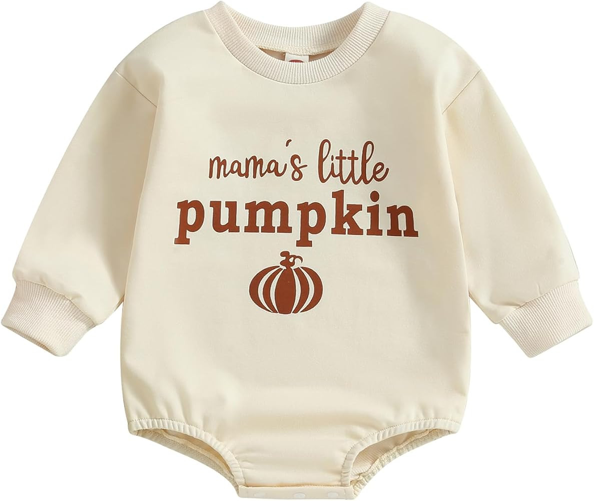 Hnyenmcko Newborn Baby Boy Girl Halloween Outfit Pumpkin Sweatshirt Bubble Romper Oversized Bodys... | Amazon (US)