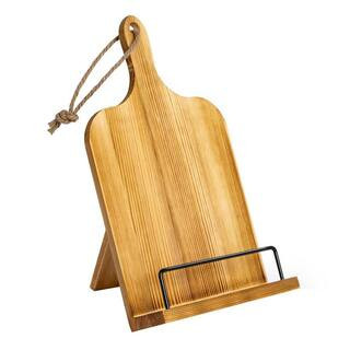 Brown Adjustable Wooden Recipe Holder for Kitchen Counter Cookbook Stand Space Saving Sturdy Page Support | The Home Depot