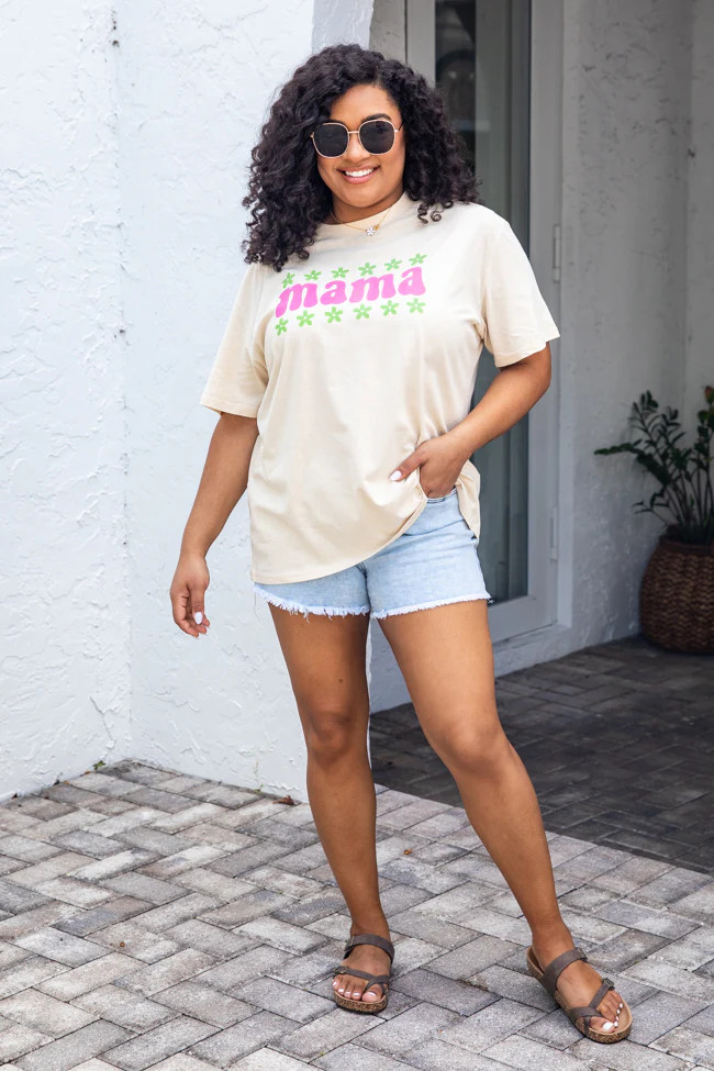 Mama Daisy Ivory Oversized Graphic Tee | Pink Lily