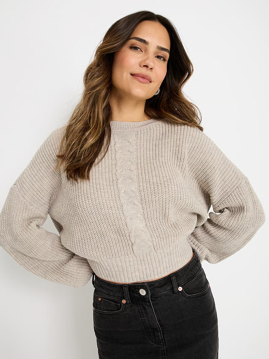 Buy Cable Knit Sweater, Sand Melange - Order Sweaters online - Victoria's Secret US | Victoria's Secret (US / CA )