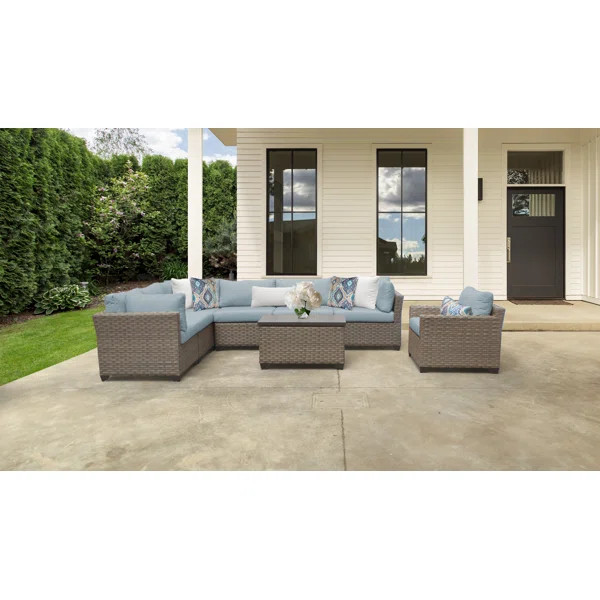 Rochford High-Density Polyethylene (HDPE) Wicker 7 - Person Seating Group with Cushions | Wayfair North America