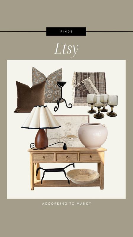 Etsy finds + faves!

etsy home, etsy home decor, etsy pillows, candle holder, vintage home, vintage look, antique finds, etsy glassware, lamp, scalloped lamp, wood console table, decor, shelf decor, wood bowl, throw blankett

#LTKhome