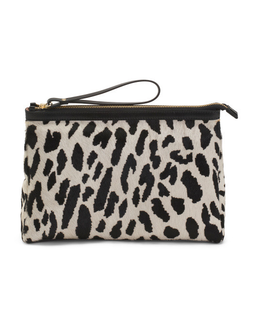 Made In Italy Leather Large Zip Closure Pouch | TJ Maxx