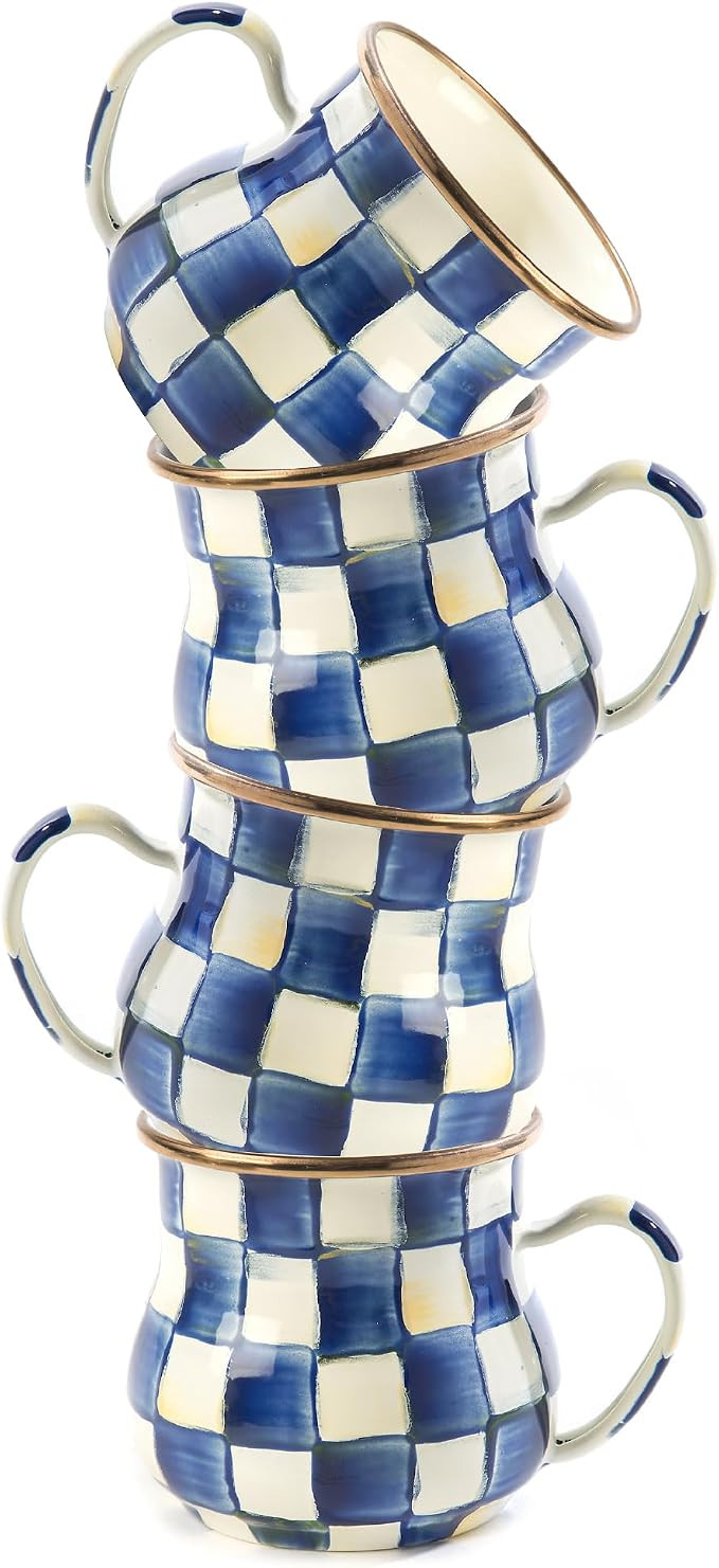 MACKENZIE-CHILDS Enamel Mug, Cute Enamelware Coffee and Tea Mug, Unique Drinkware, 16 Ounces, Blu... | Amazon (US)