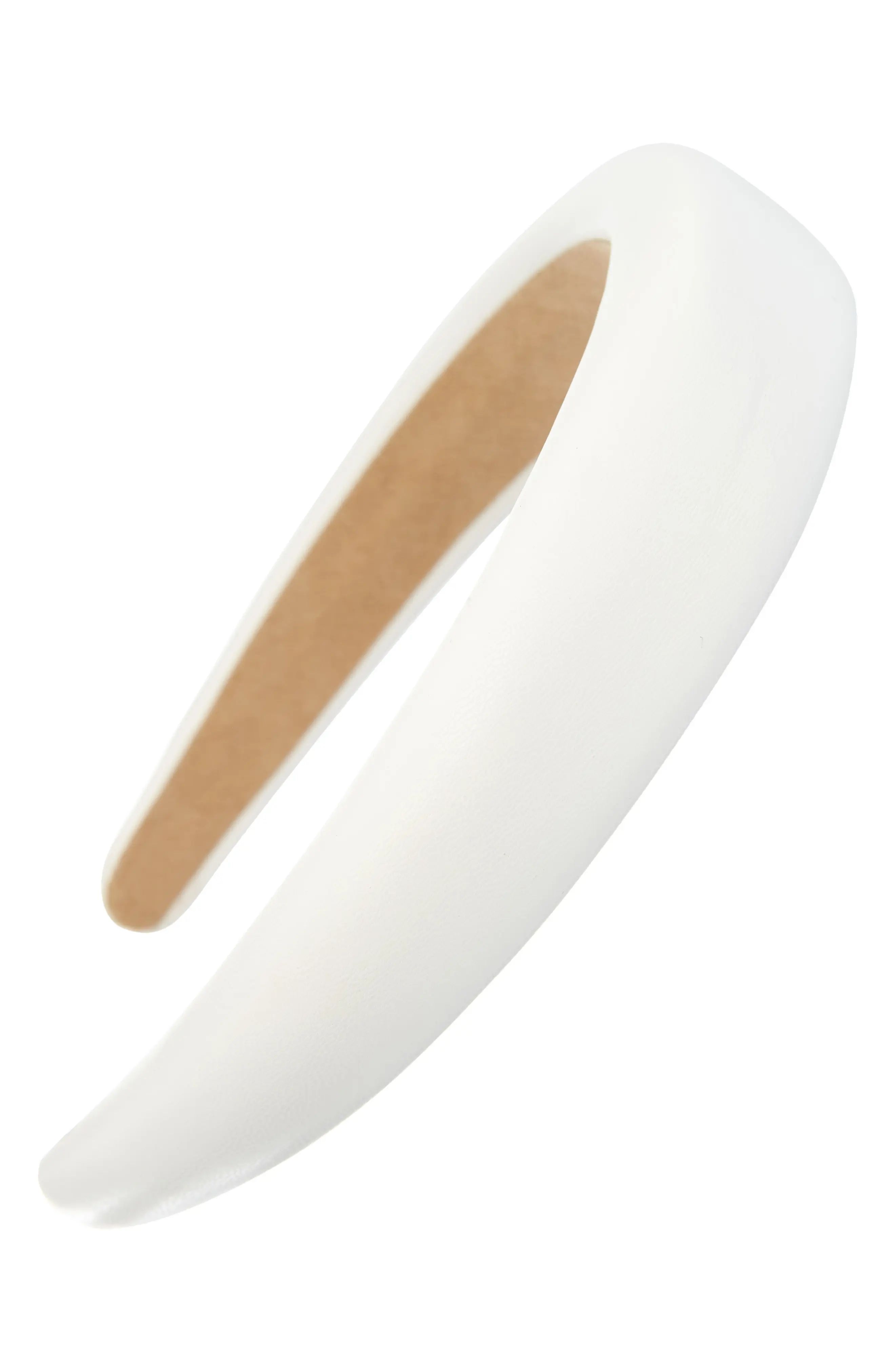 Tasha Solid Faux Leather Headband, Size One Size - White | Nordstrom