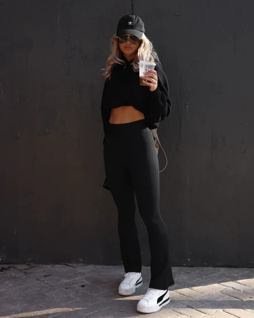Namaste Mindset Ribbed Pants - Black | VICI