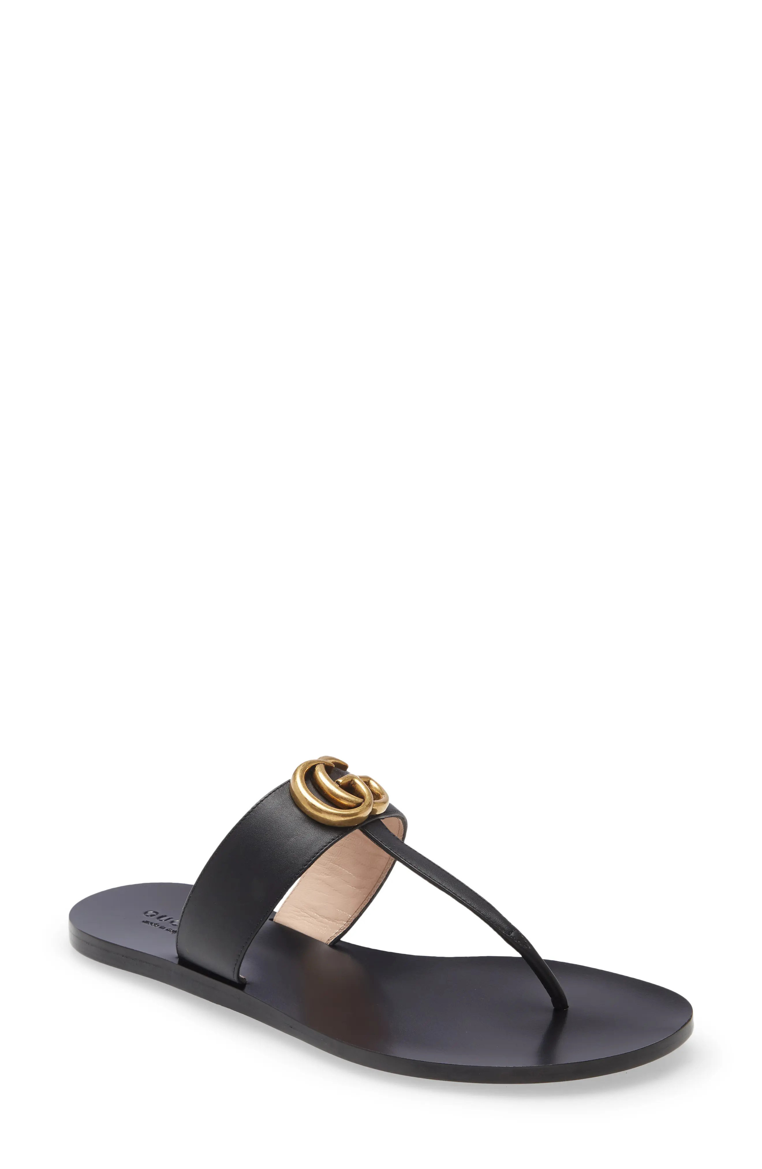 Gucci GG T-Strap Sandal in Black at Nordstrom, Size 9Us | Nordstrom