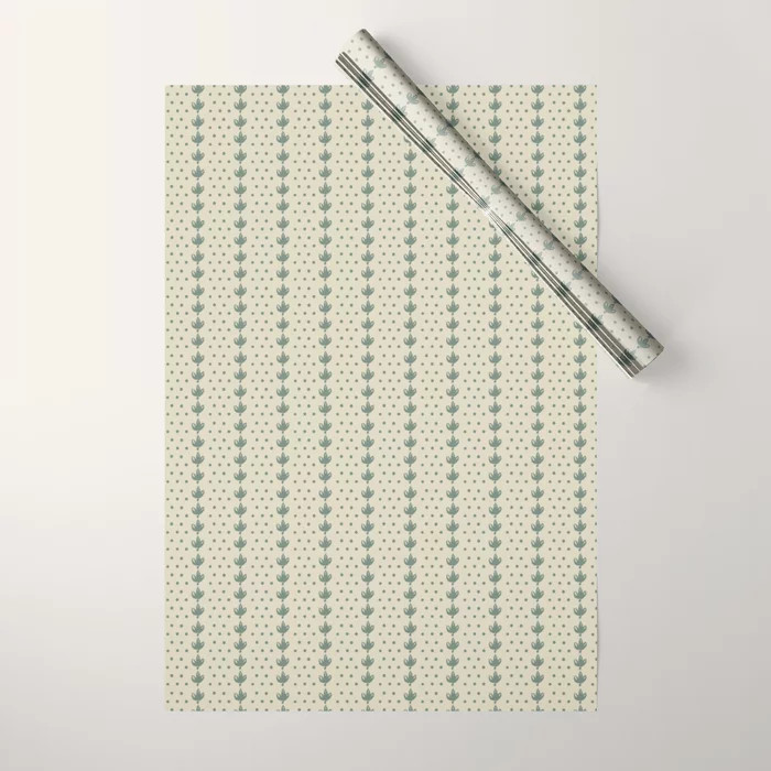 Botanical Dots in Seafoam Wrapping Paper | Society6