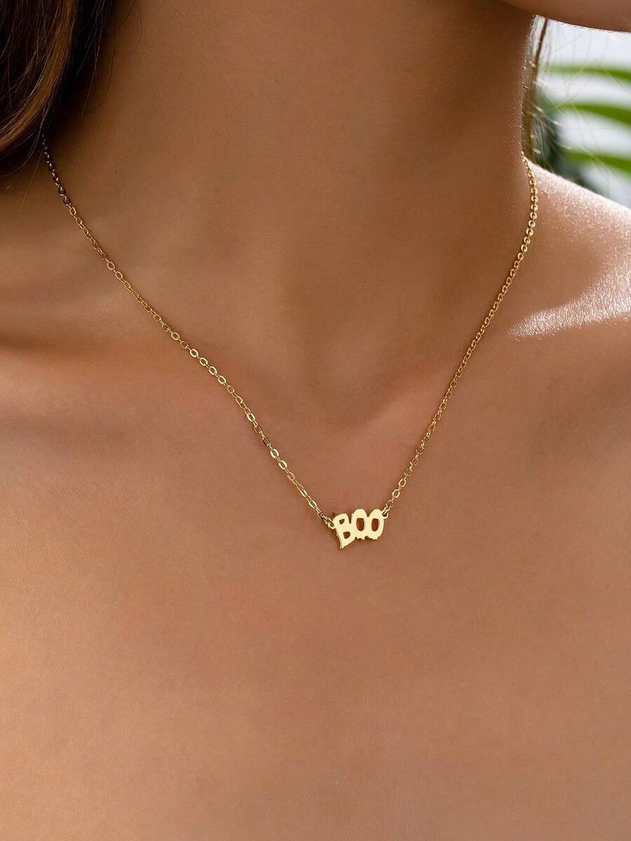 1 Pc Minimalist Metal Boo Delicate Necklace For Halloween | SHEIN