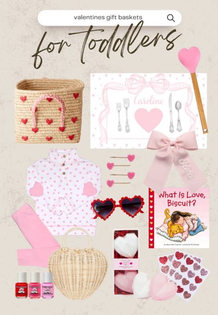 Valentines baskets for toddlers!💕
Valentine’s Day, gift guide, toddler gifts, heart basket, personalized place mat, heart spatula, personalized bow, heart hair clips, heart outfit, pink leggings, hearts sunglasses, heart handbag, heart stickers, Valentines books

#LTKunder100 #LTKGiftGuide #LTKkids