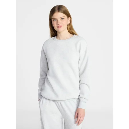 No Boundaries Oversized Fleece Sweatshirt with Long Sleeves, Women's Sizes XXS-4X | Walmart (US)