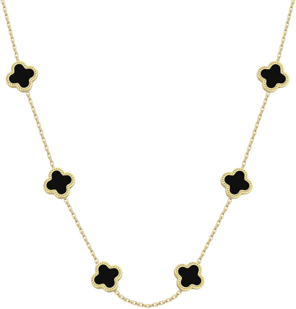 Four Leaf Clover Choker Necklace | 18K Gold Plated Clover Necklace for Women & Girls | Lovely Gif... | Amazon (US)