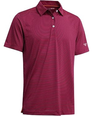 Men's Golf Polo Shirts Short Sleeve Striped Performance Moisture Wicking Dry Fit Golf Shirts for ... | Amazon (US)