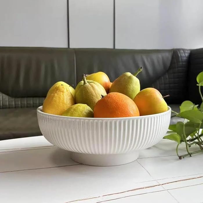 Ceramic Fruit Bowl,10.5" Decorative Bowl, White Fruit Bowl for Kitchen Counter, Purse Bowl, Key B... | Amazon (US)