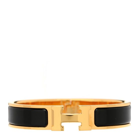 Enamel Narrow Clic Clac H Bracelet PM Black | FASHIONPHILE (US)