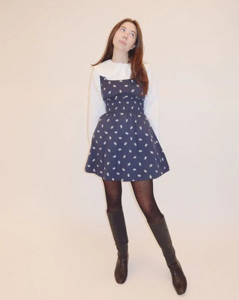 The Cher Dress - Navy Autumn Paisley | Hill House Home US