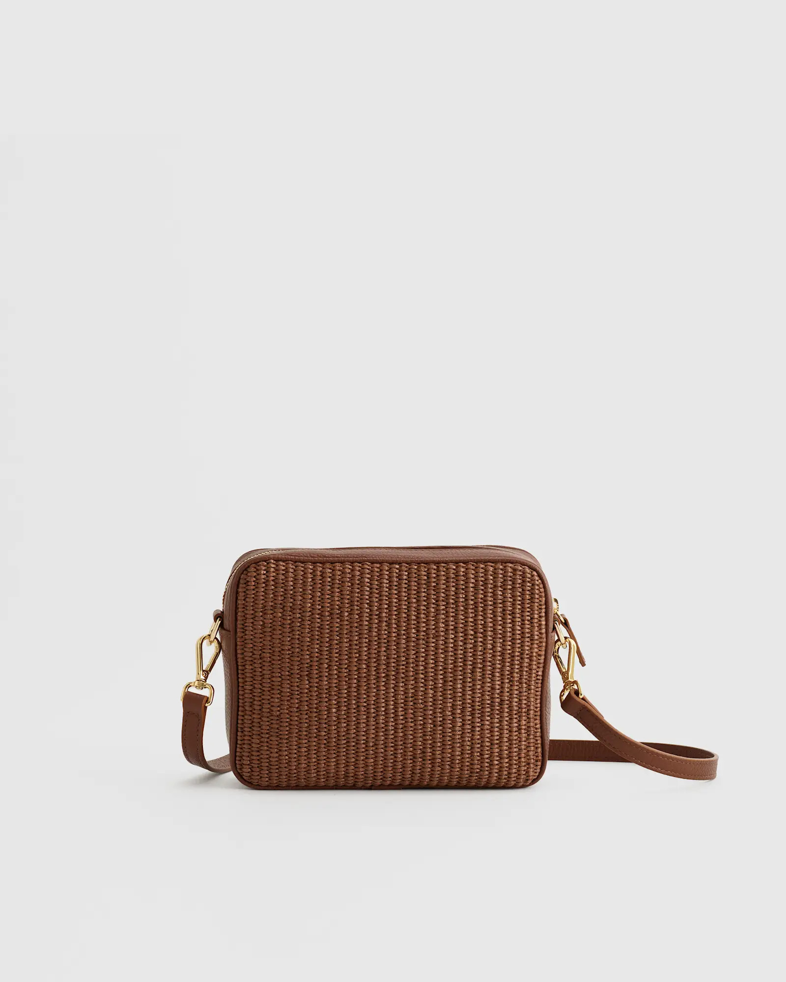 Italian Leather & Raffia Crossbody | Quince