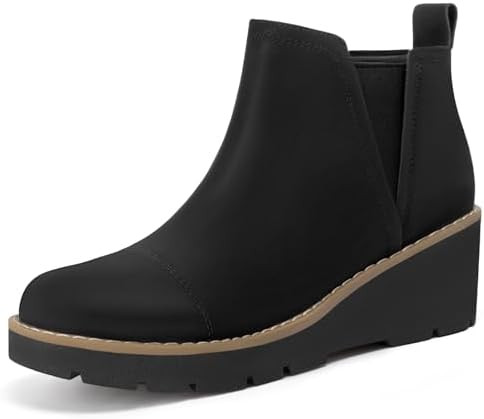 Athlefit Women's Wedge Chelsea Boots Platform Lug Sole Elastic Short Ankle Booties with Side Zipp... | Amazon (US)