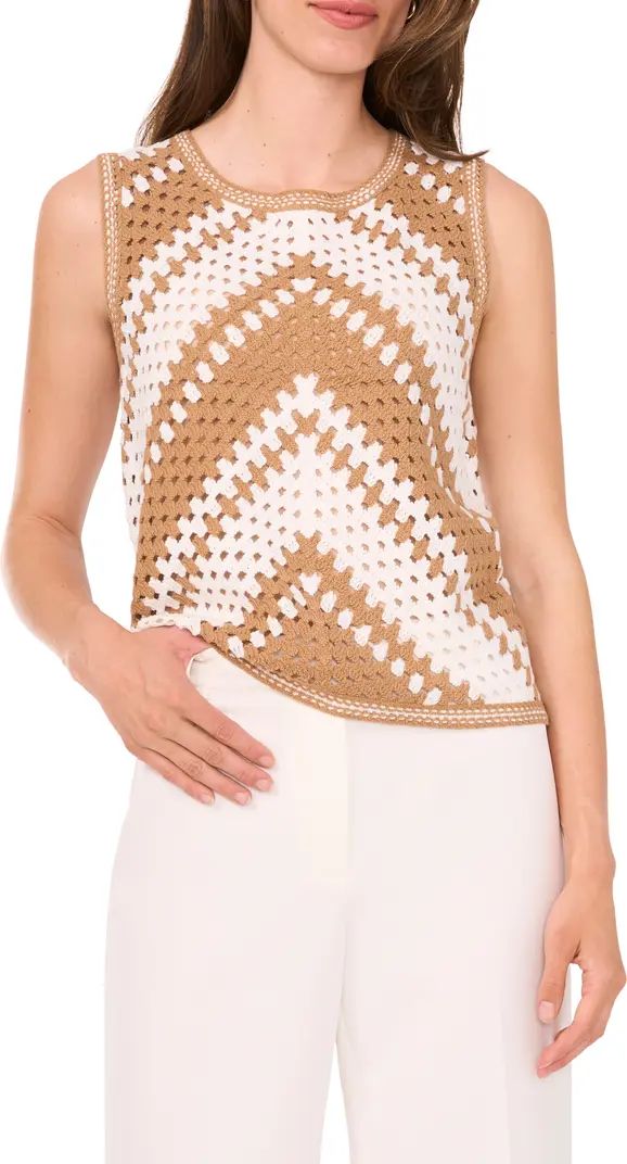 Crochet Knit Sleeveless Cotton Blend Sweater | Nordstrom