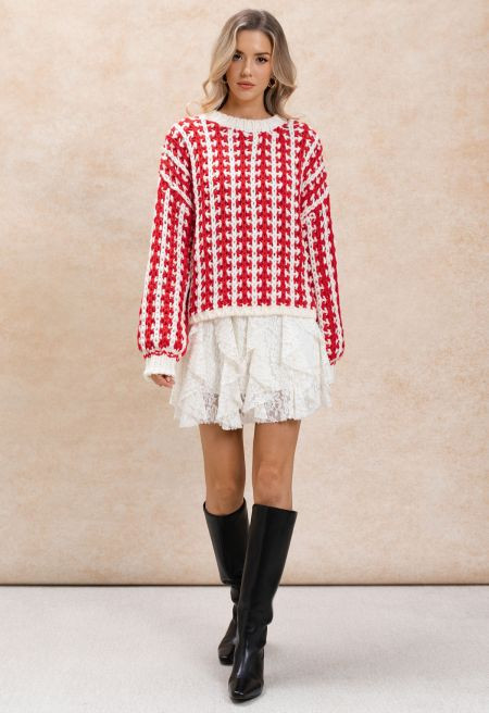 Duo-Tonal Chunky Hand Knit Sweater | Chicwish