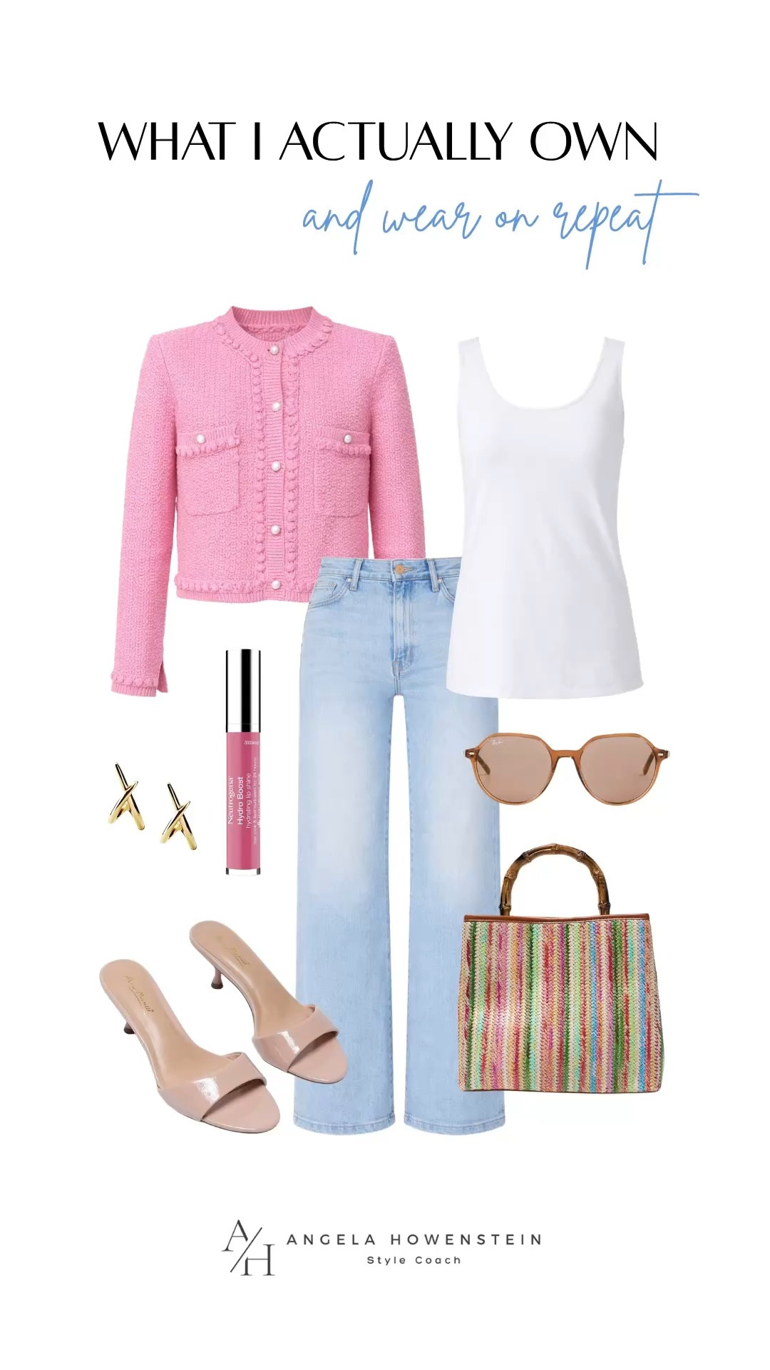 Easy outfit with a pink jacket and timeless straight-leg jeans.

#LTKootd #LTKOver40 #LTKSaleAlert