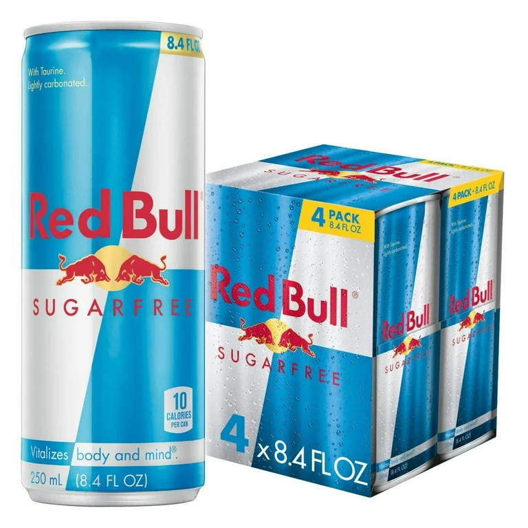 Red Bull Sugarfree Energy Drink, 80mg Caffeine, 8.4 fl oz, Pack of 4 Cans | Walmart (US)