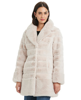 Women's Faux-Fur Notched-Collar Coat | Macy's